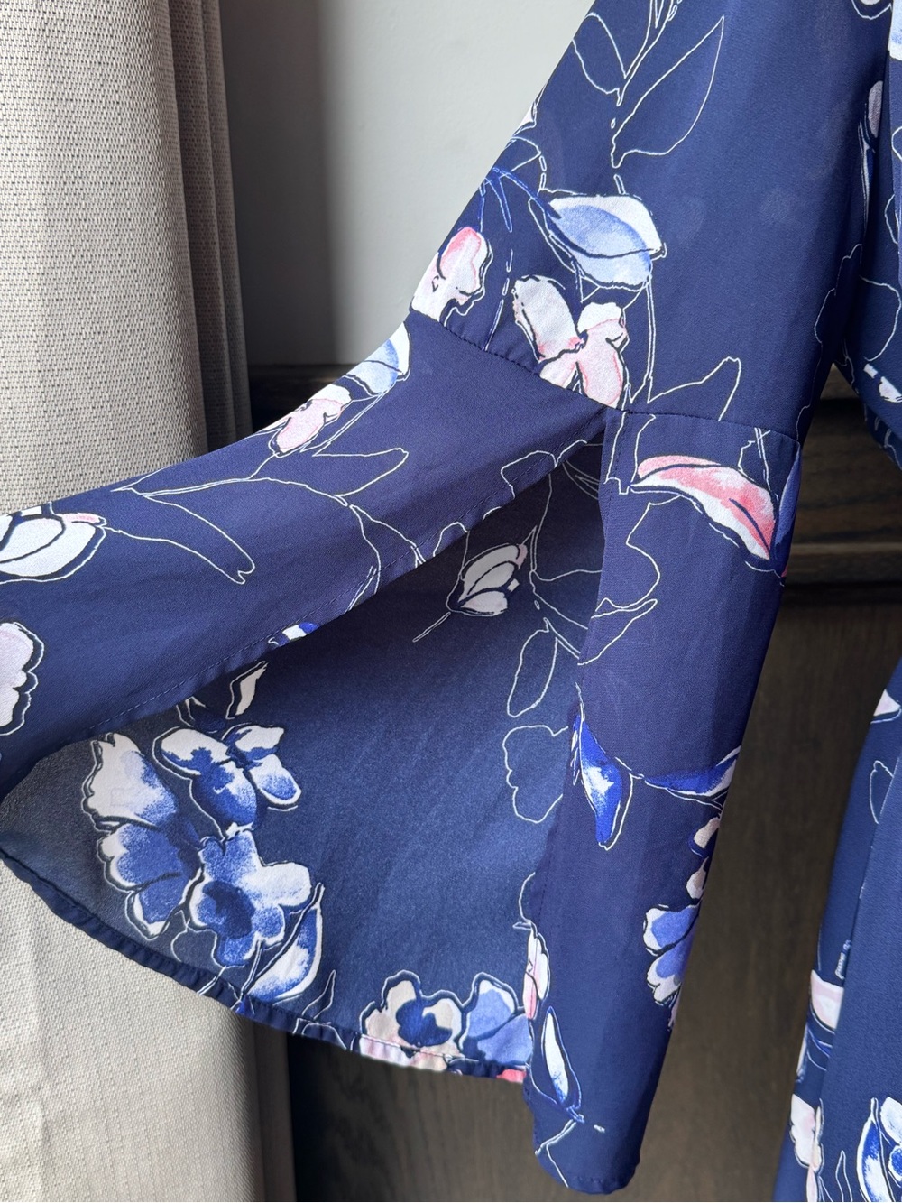 Westport Navy Floral Wrap Dress with tie belt 16 - Picture 6 of 8